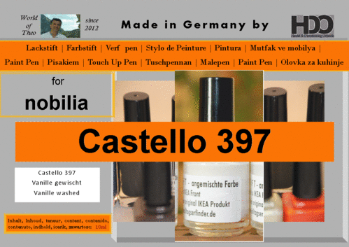 Lackstift, Farbstift für nobilia Castello 397 Vannile gewischt