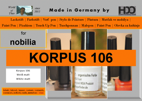 Lackstift, Farbstift für nobilia Korpus 106 Weiß matt