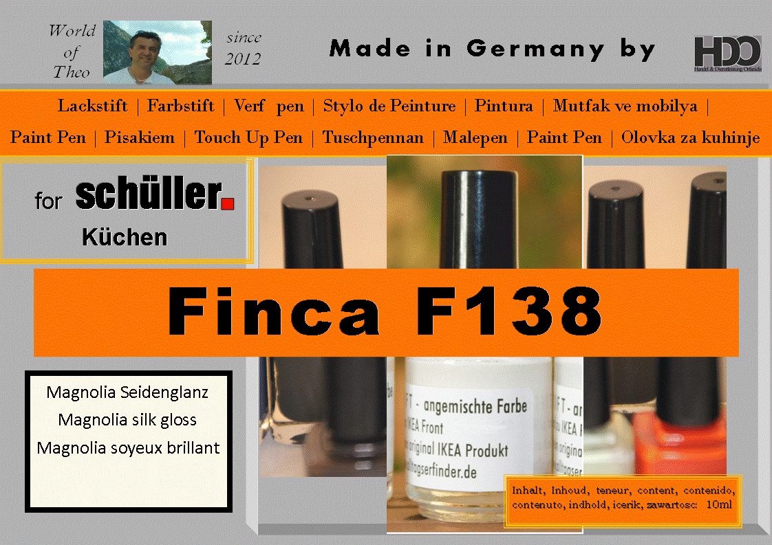 touch-up pen, touch-up paint for schüller FINCA F138