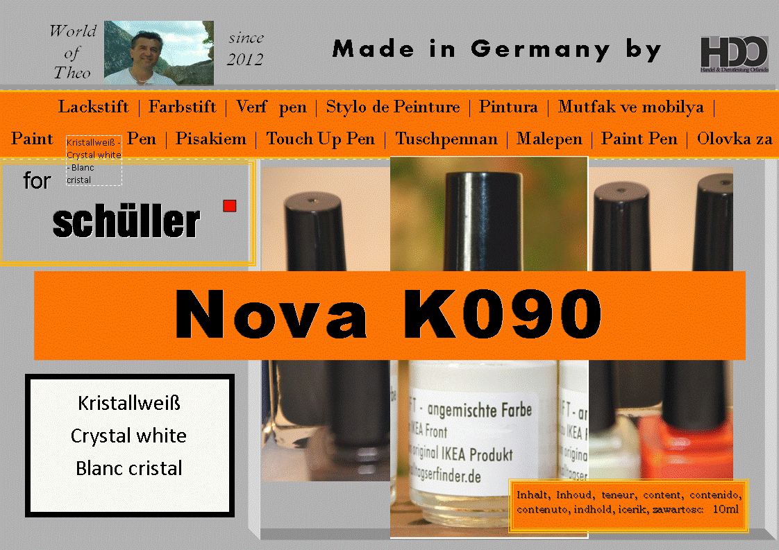 touch-up pen, touch-up paint for schüller NOVAK 090