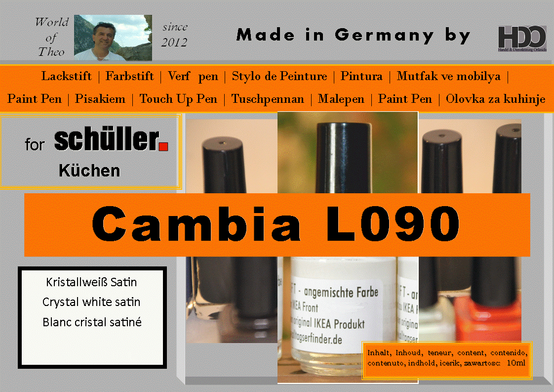 touch-up pen, touch-up paint for schüller CAMBIA L090