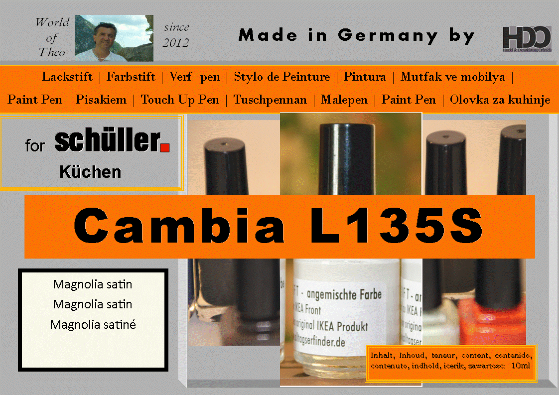 touch-up pen, touch-up paint for schüller CAMBIA L135S