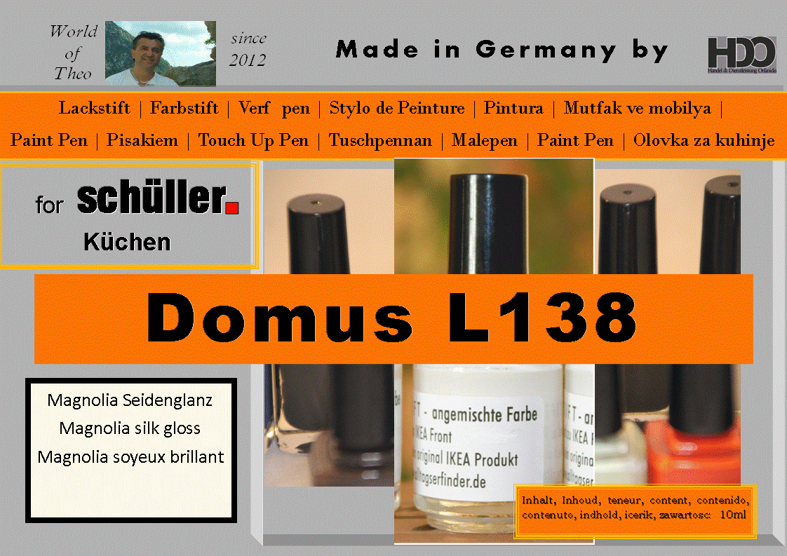 touch-up pen, touch-up paint for schüller DOMUS L138