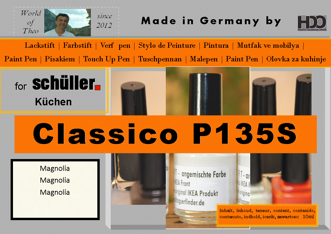 touch-up pen, touch-up paint for schüller CLASSICO P135S