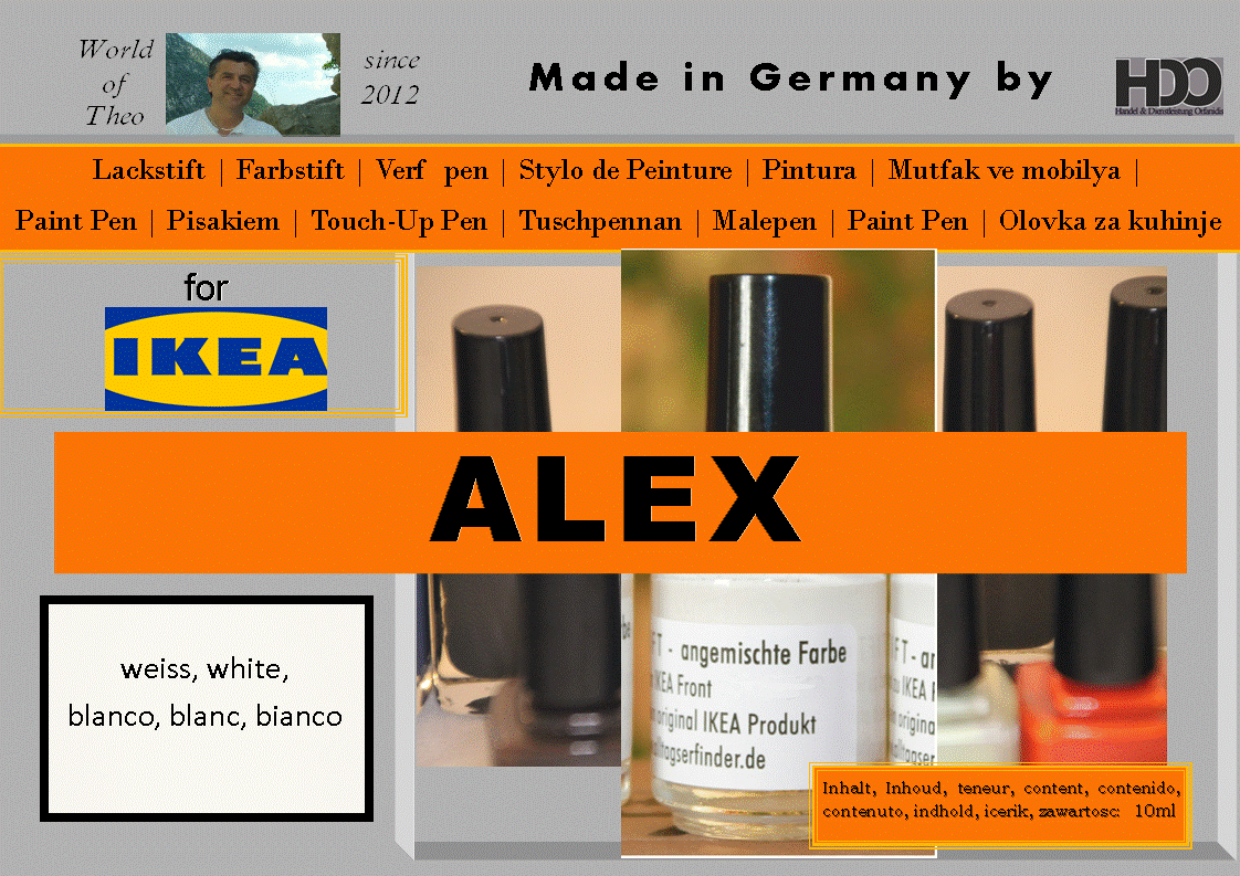 Lackstift, Farbstift für IKEA ALEX weiß