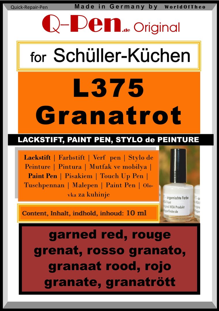 Lackstift, Farbstift für schüller L375 Granatrot