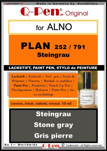 10mL Lackstift für ALNO PLAN 252/791 Steingrau