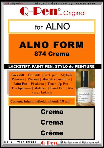 10mL Lackstift für ALNO FORM 874 Crema