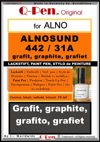10mL Lackstift für ALNO SUND 442 / 31A grafit