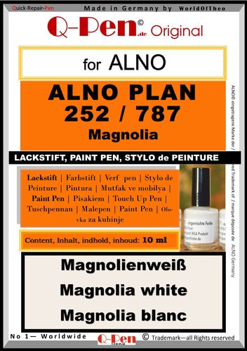 Stylo de retouche pour ALNO PLAN 252/787 Magnolia 10mL