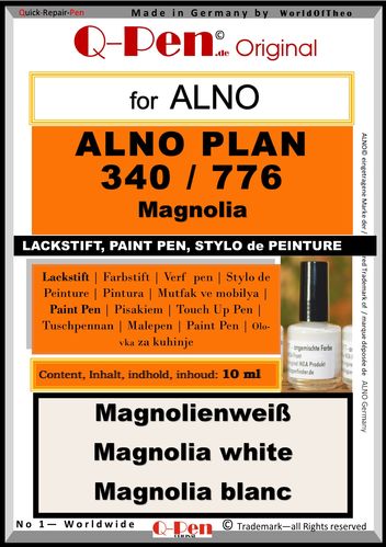 Stylo de retouche pour ALNO PLAN 340/776 Magnolia 10mL