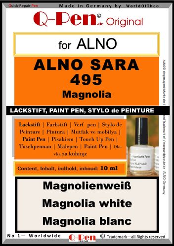 Stylo de retouche pour ALNO SARA 495 Magnolia 10mL
