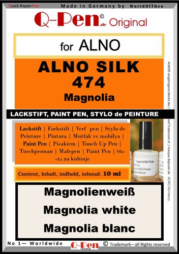 Stylo de retouche pour ALNO SILK 474 Magnolia 10mL