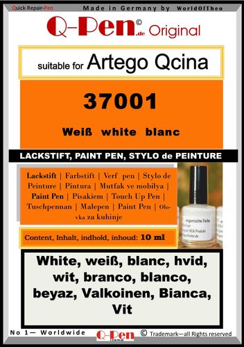 Lackstift für Artego 37001 weiß 10mL
