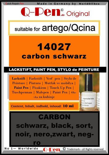 Stylo de retouche pour Artego 14027 carbone noir 10mL