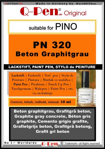 Lackstift für PINO PN320 Beton graphitgrau 10mL