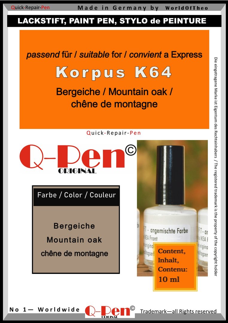 Stylo peinture pour Express Korpus 64  chene de montagne foncé 10mL Q-Pen Original