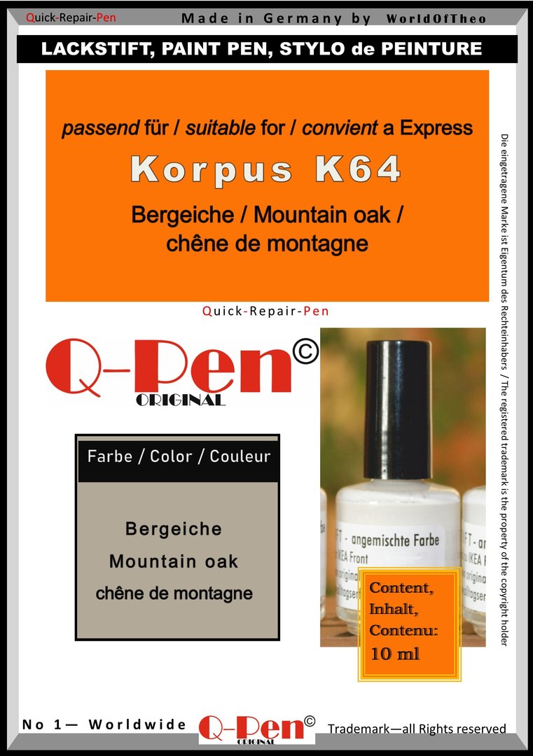Stylo peinture pour Express Korpus 64 chene de montagne clair 10mL Q-Pen Original