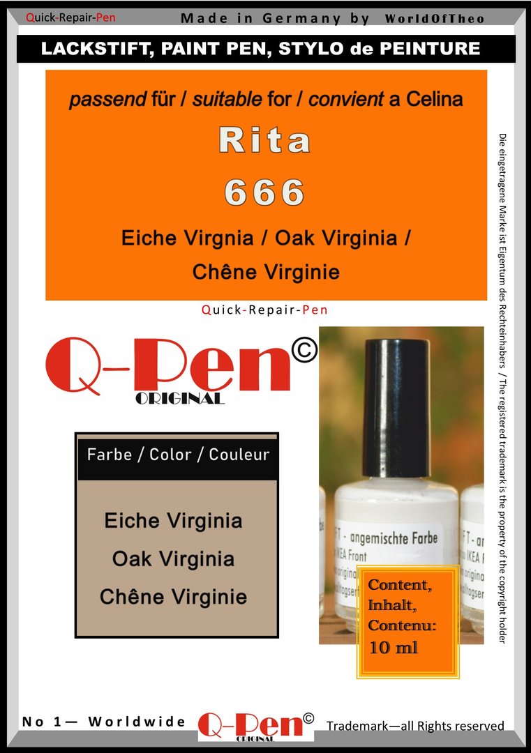 touch-up pen for Celina Rita 666 Oak Virginia 10mL Q-Pen Original