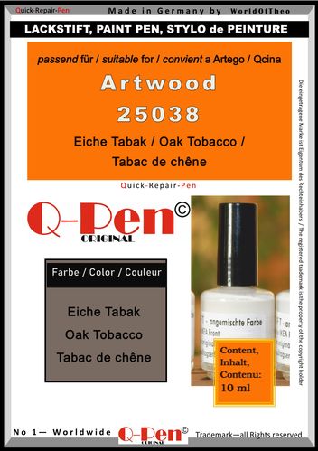 Stylo peinture pour Artego / Qcina Artwood 25038 Tabac de chêne 10mL Q-Pen Original