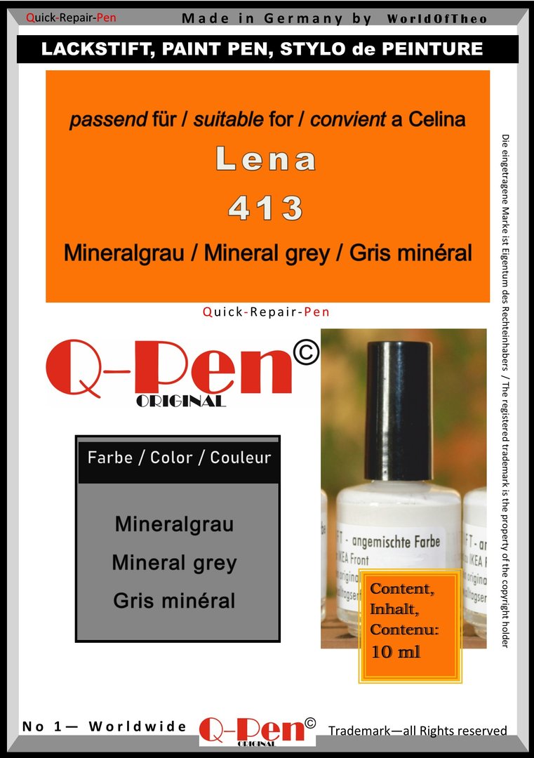 Stylo peinture pour Celina Lena 413 Gris minéral 10mL Q-Pen Original