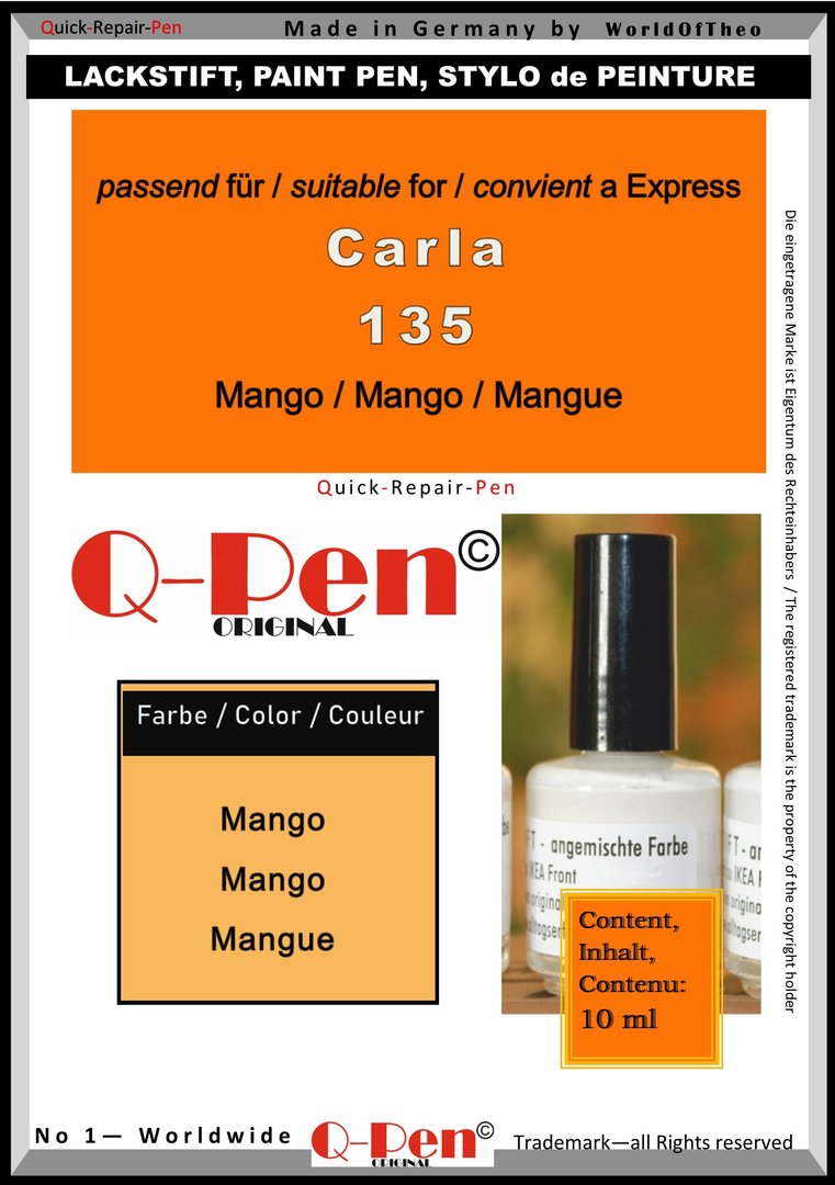 Lackstift für Express Carla 135 Mango 10mL Q-Pen Original