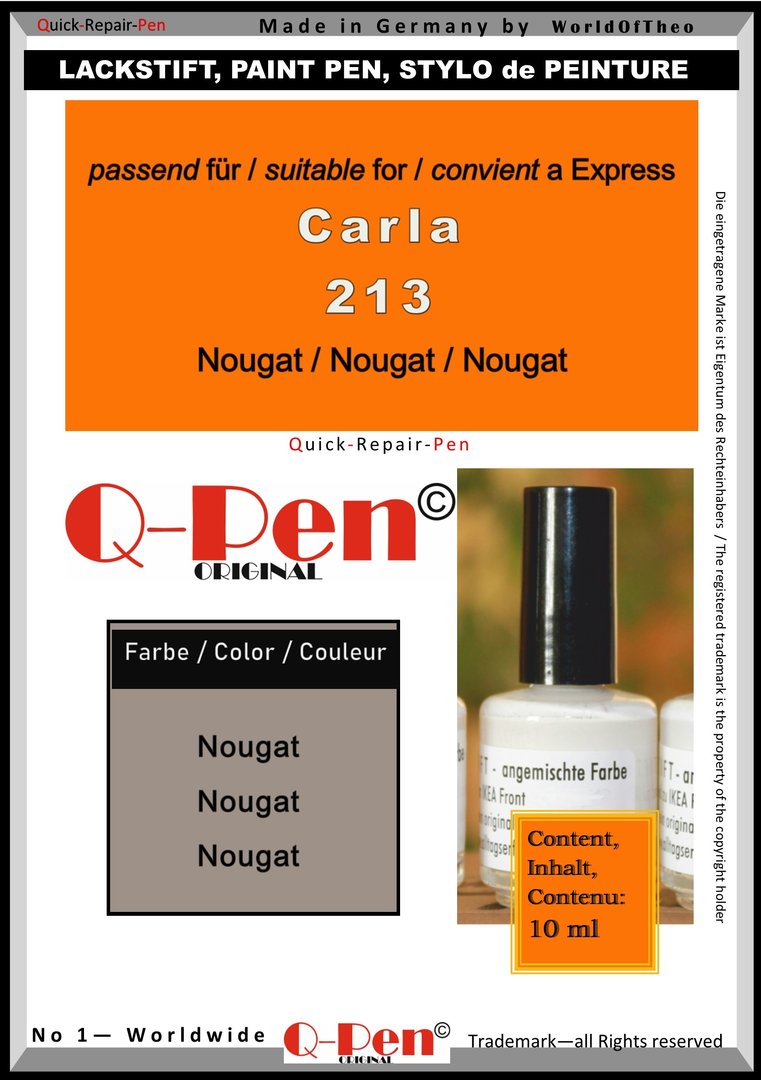 Lackstift für Express Carla 213 Nougat 10mL Q-Pen Original