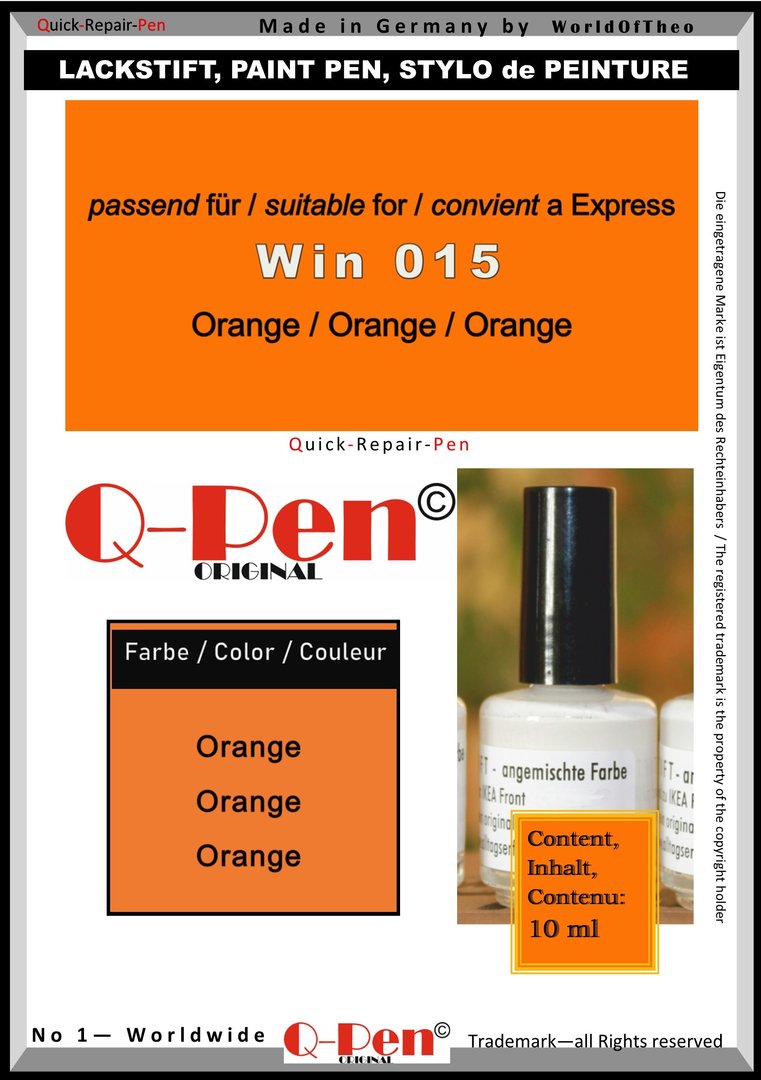 Lackstift für Express Win 015 Orange 10mL Q-Pen Original