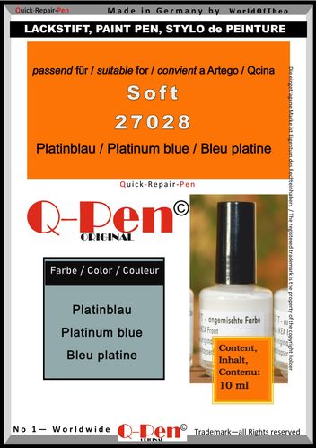 Lackstift für Artego / Qcina Soft 27028 Platinblau 10mL Q-Pen Original