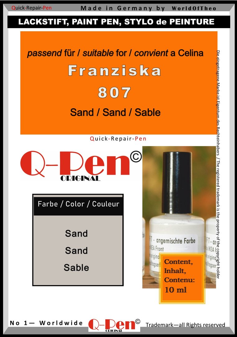 Lackstift für Celina Franziska 807 Sand 10mL Q-Pen Original