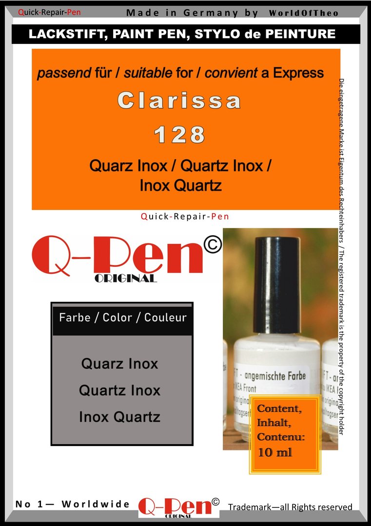 Lackstift für Express Clarissa 128 Quarz Inox 10mL Q-Pen Original