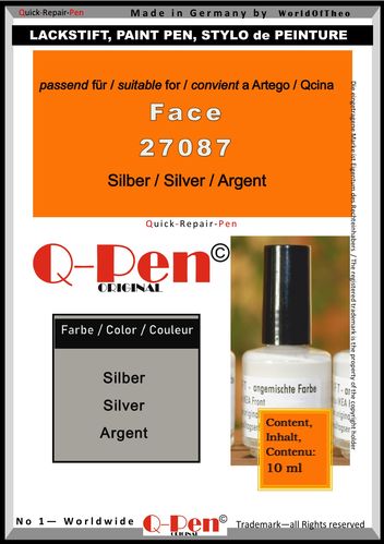 Lackstift für Artego / Qcina Face 27087 Silber 10mL Q-Pen Original