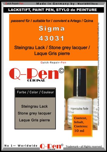 Lackstift für Artego / Qcina Sigma 43031 Steingrau Lack 10mL Q-Pen Original