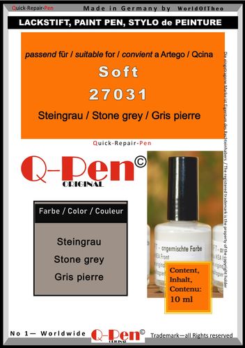 Lackstift für Artego / Qcina Soft 27031 Steingrau 10mL Q-Pen Original